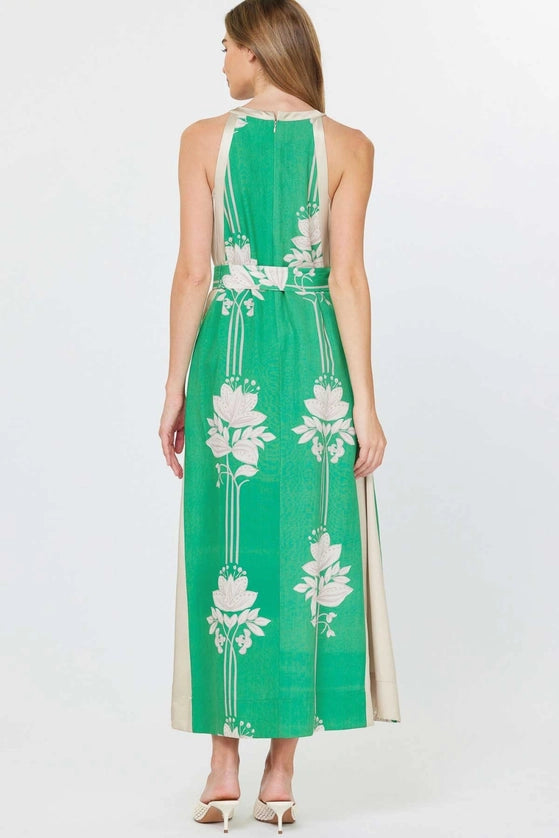 Floral Print Halter Neck Midi Dress