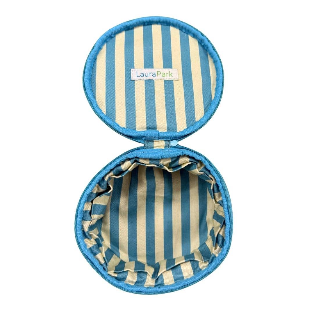 Laura Park Designs  Rosemary Indigo Round Jewelry Case