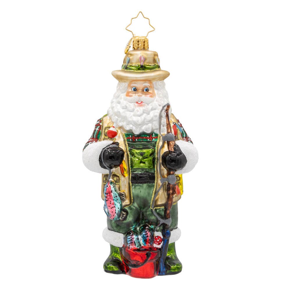 Holiday Glass Ornament – Fly Fisher Claus