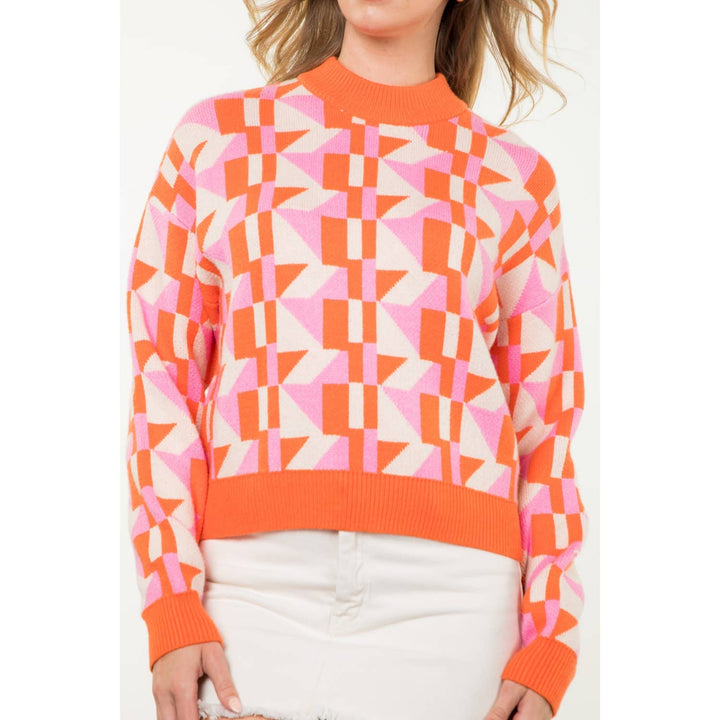 THML - Mock Neck Multi Color Sweater