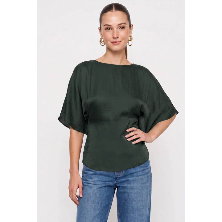 Back Tie Dolman Sleeve Silky Fall Blouse