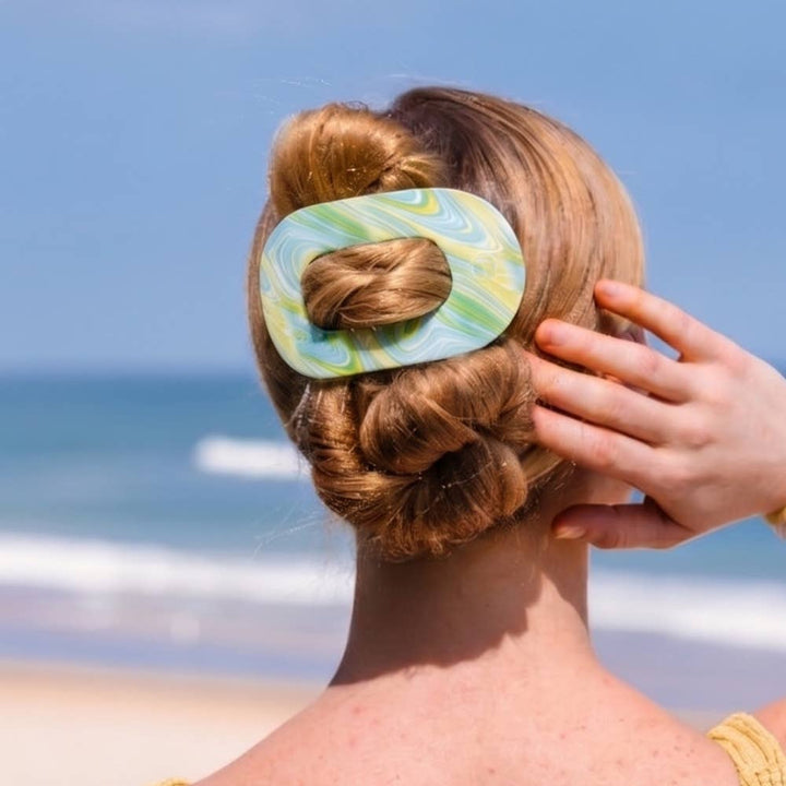 TELETIES - By the Sea Shore | Large | Flat Round Hair Clip