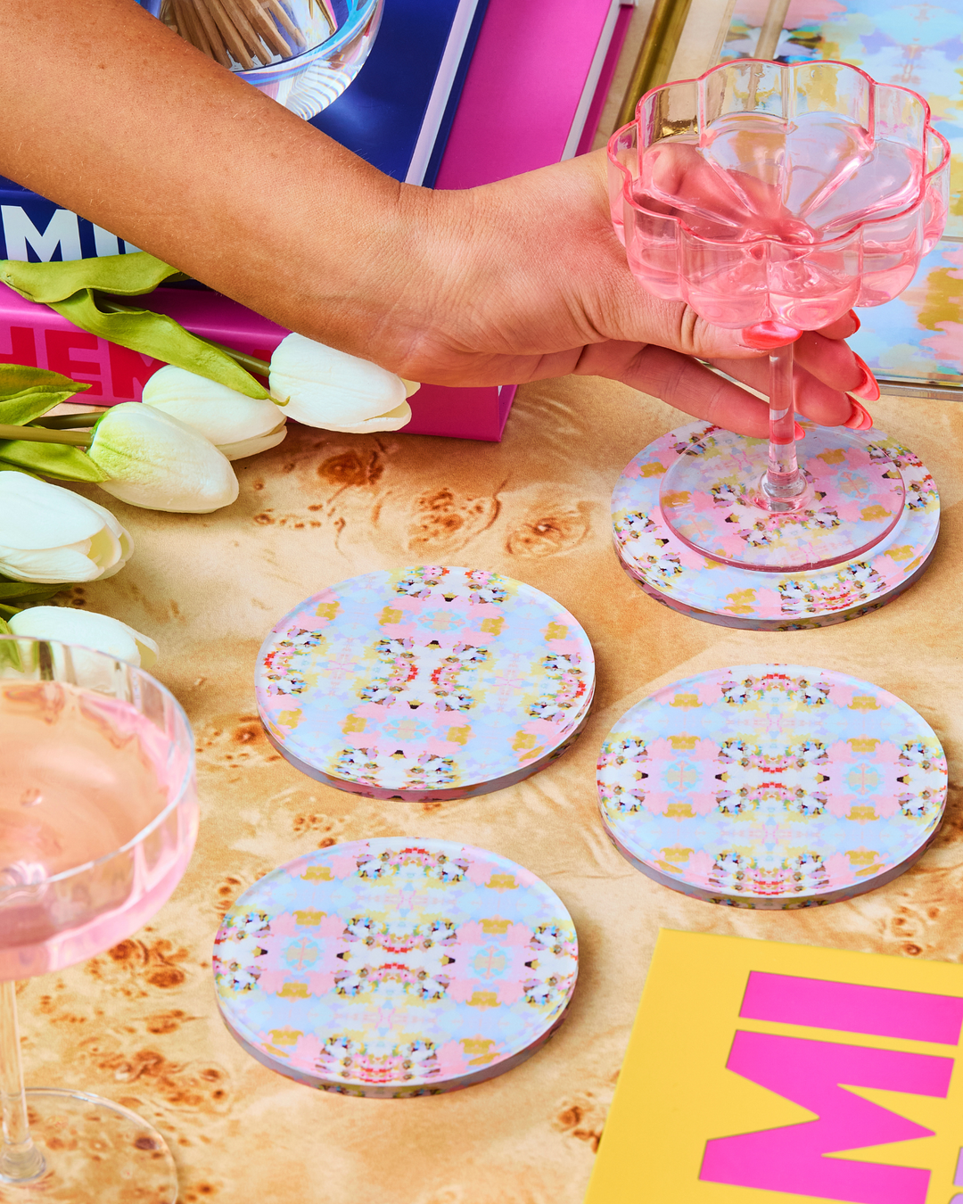 Tart By Taylor - Brooks Avenue Pink Coaster | Laura Park Designs x Tart