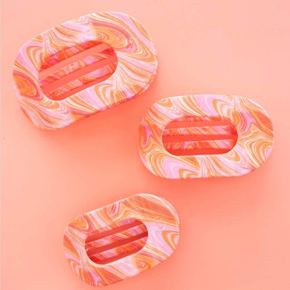 TELETIES - Just Keep Swimming | Large | Flat Round Hair Clip