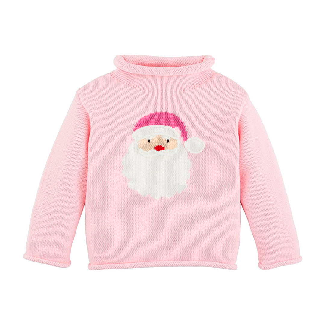 Pink Rollneck Santa Sweater