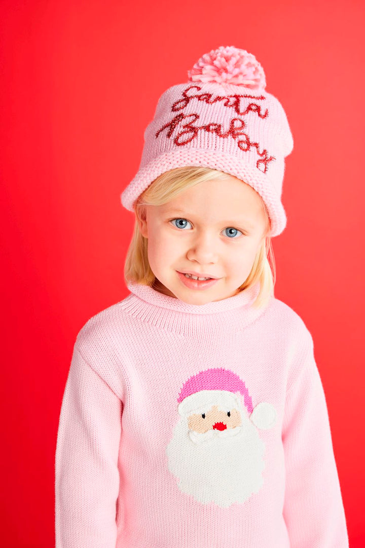 Pink Rollneck Santa Sweater