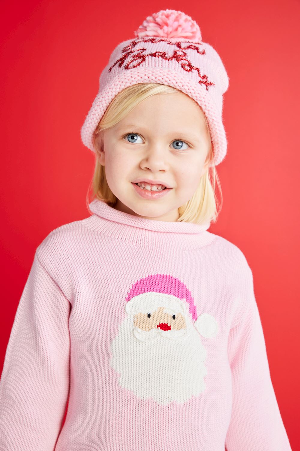 Pink Rollneck Santa Sweater