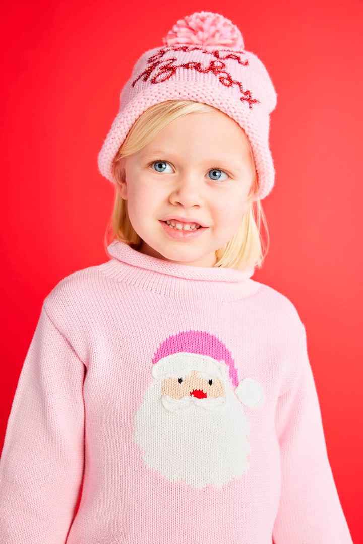 Pink Rollneck Santa Sweater