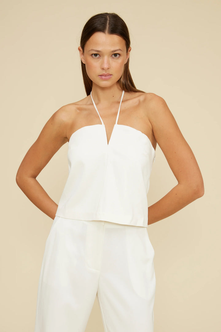 Lucy Paris White Tatum V-Neck Top