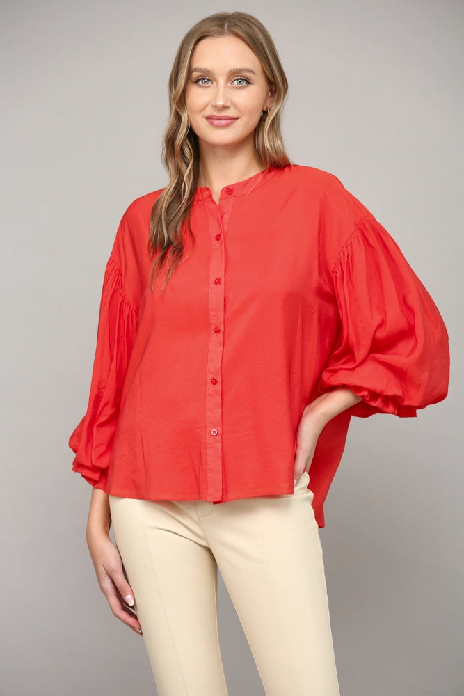 Puff Sleeve Button Down Shirt