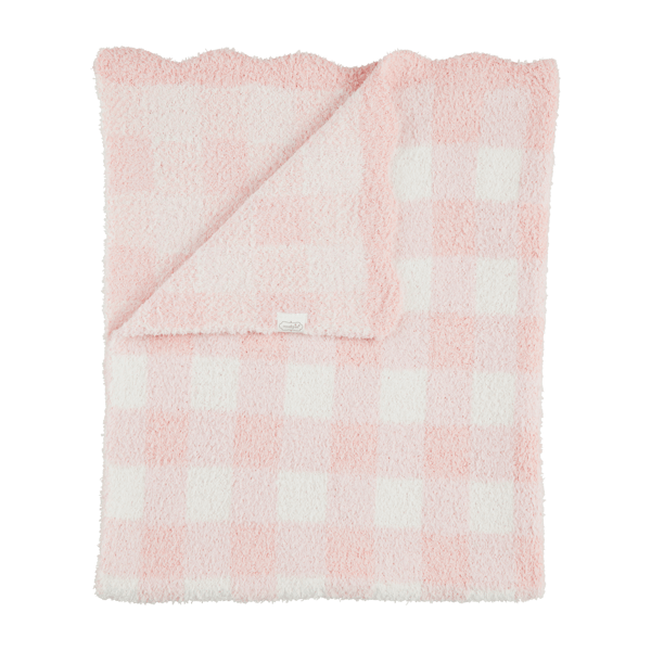 Mud Pie Pink Gingham Chenille Blanket