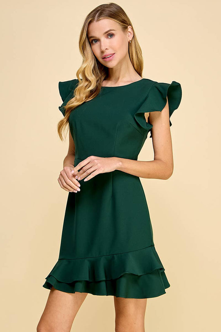 V-Back Ruffled Dress