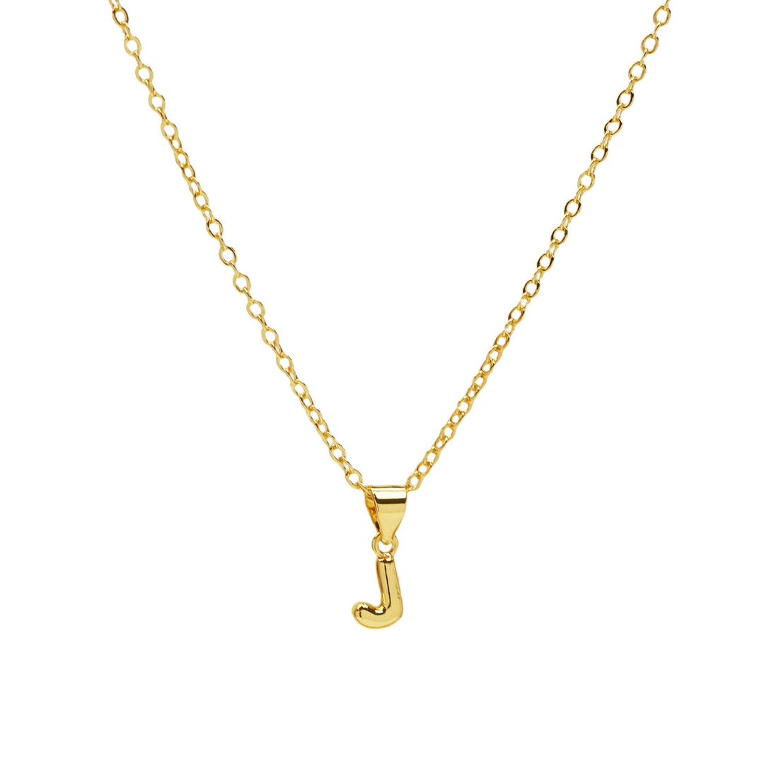 Initial Mini Balloon Bubble 18K Gold Necklace