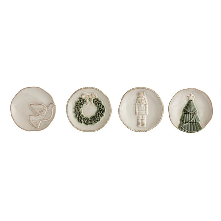 White Christmas Tidbit Plates