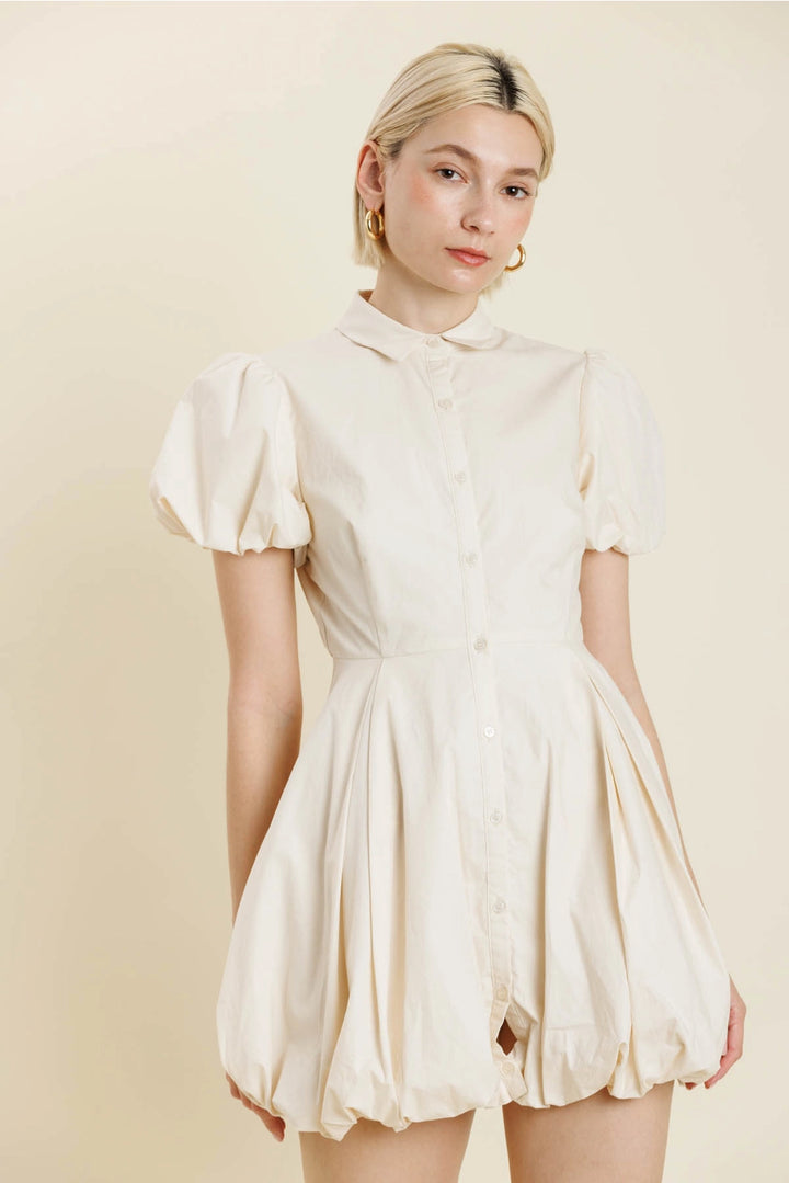 BUBBLE HEM MINI SHIRT DRESS