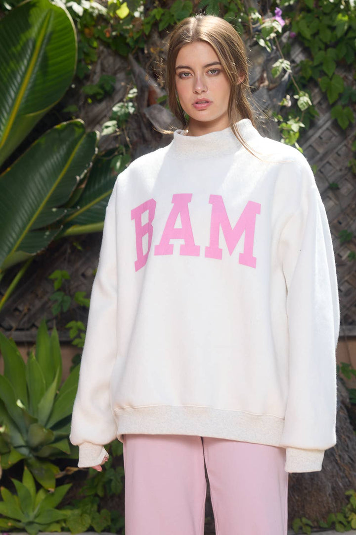 MAHJONG  Reversible "MAHJ"&"BAM" Mock Neck Sweatshirt