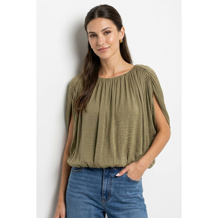 Grecian Drape Bubble Blouse