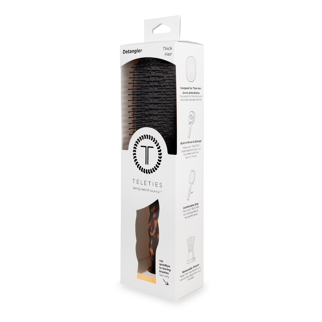 TELETIES - Detangler Hair Brush for Thick Hair - Tortoise