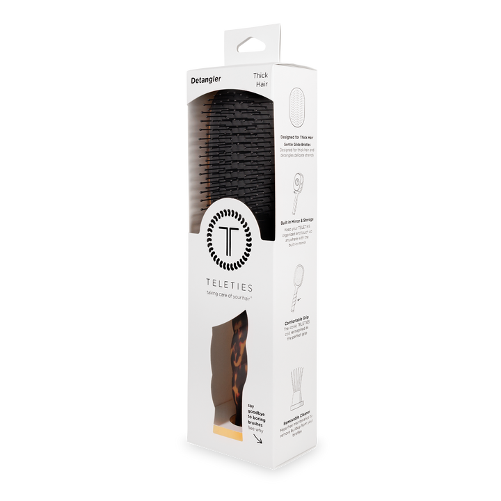 TELETIES - Detangler Hair Brush for Thick Hair - Tortoise