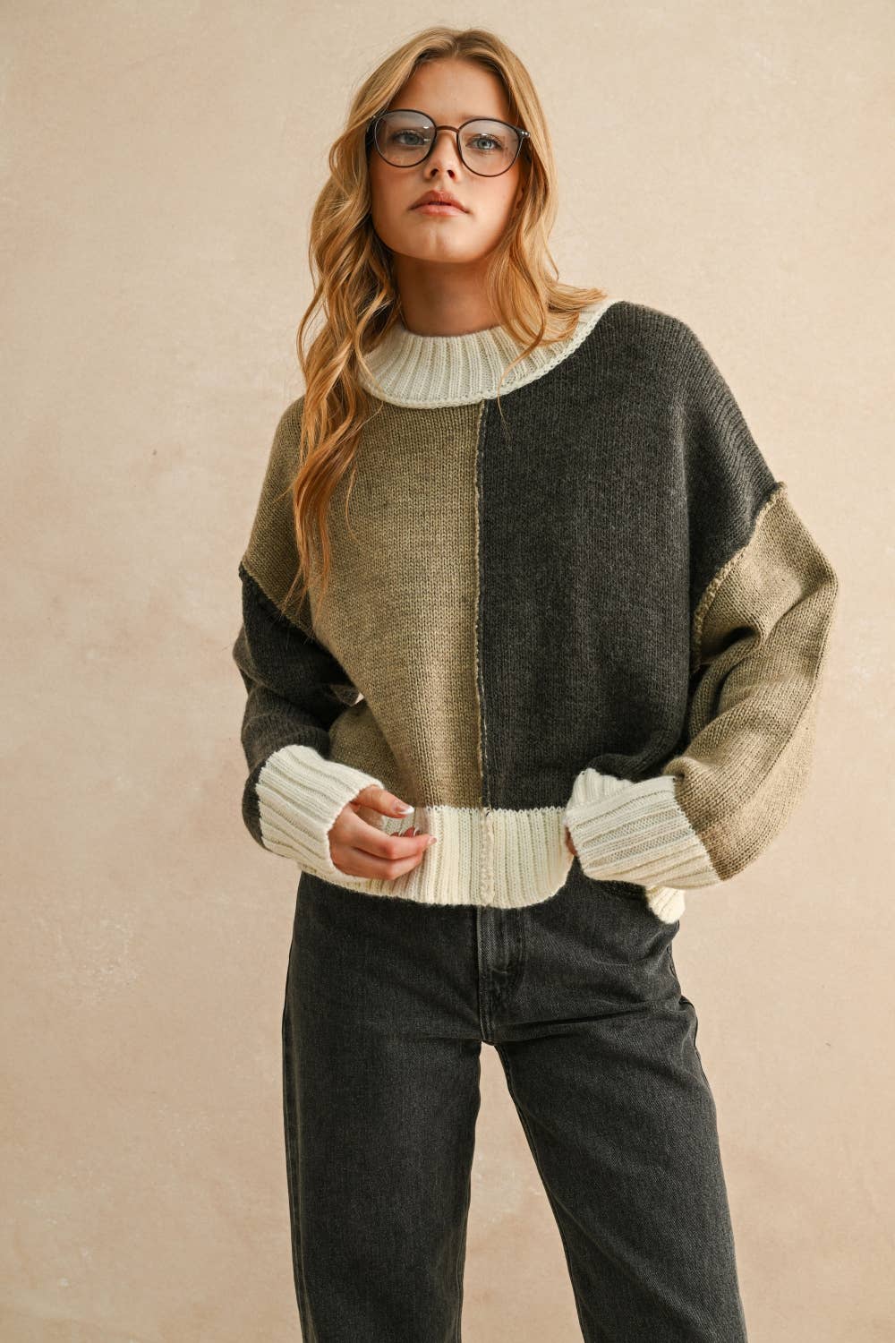 Color Block Sweater Top