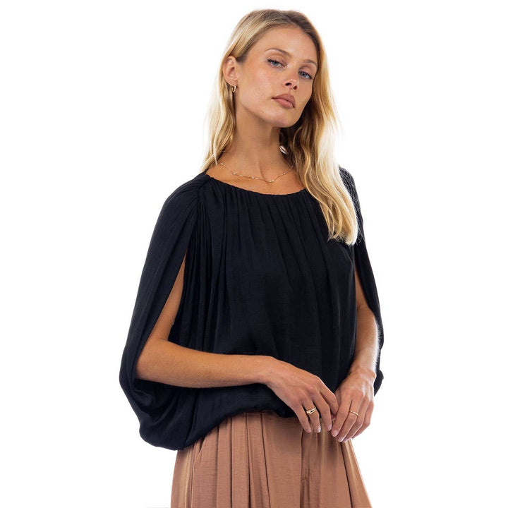 Grecian Drape Bubble Blouse