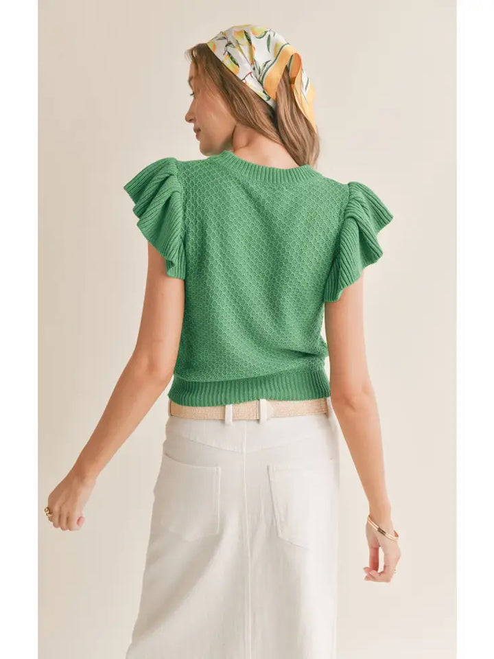 Wear Happy Ruffle Sleeve Sweater