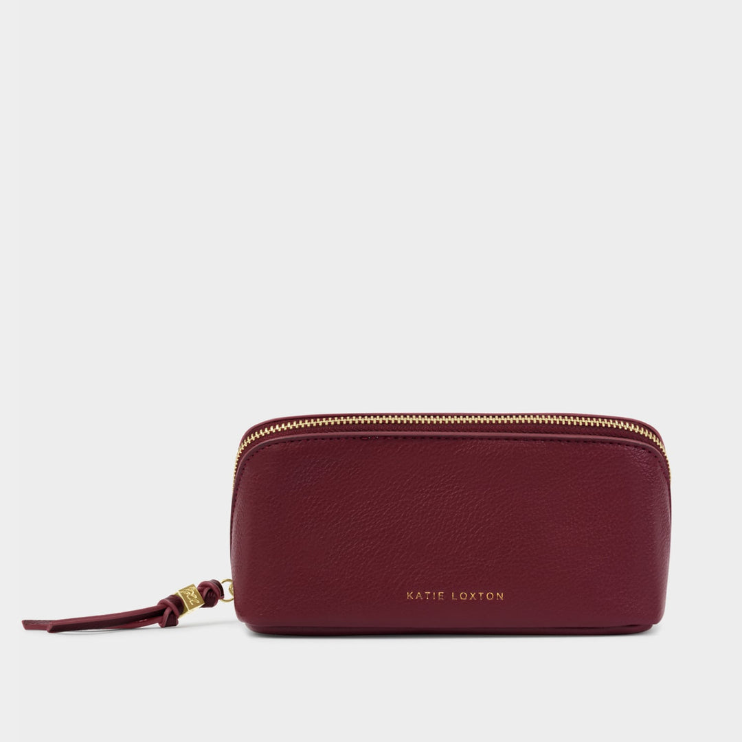 FOLD-OUT MIRROR MAKE UP BAG | Cherry | 3 5/16" x 6 3/8" x 3 5/16"
