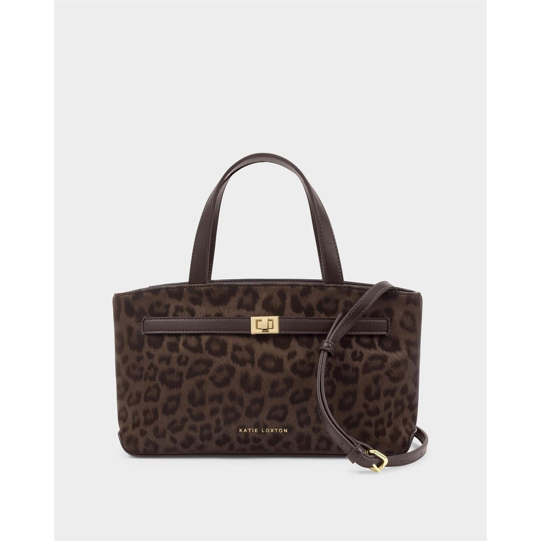 ORIN TOP HANDLE CROSSBODY BAG | Chocolate Leopard | 6 3/8" x 11 13/16" x 3 1/8"
