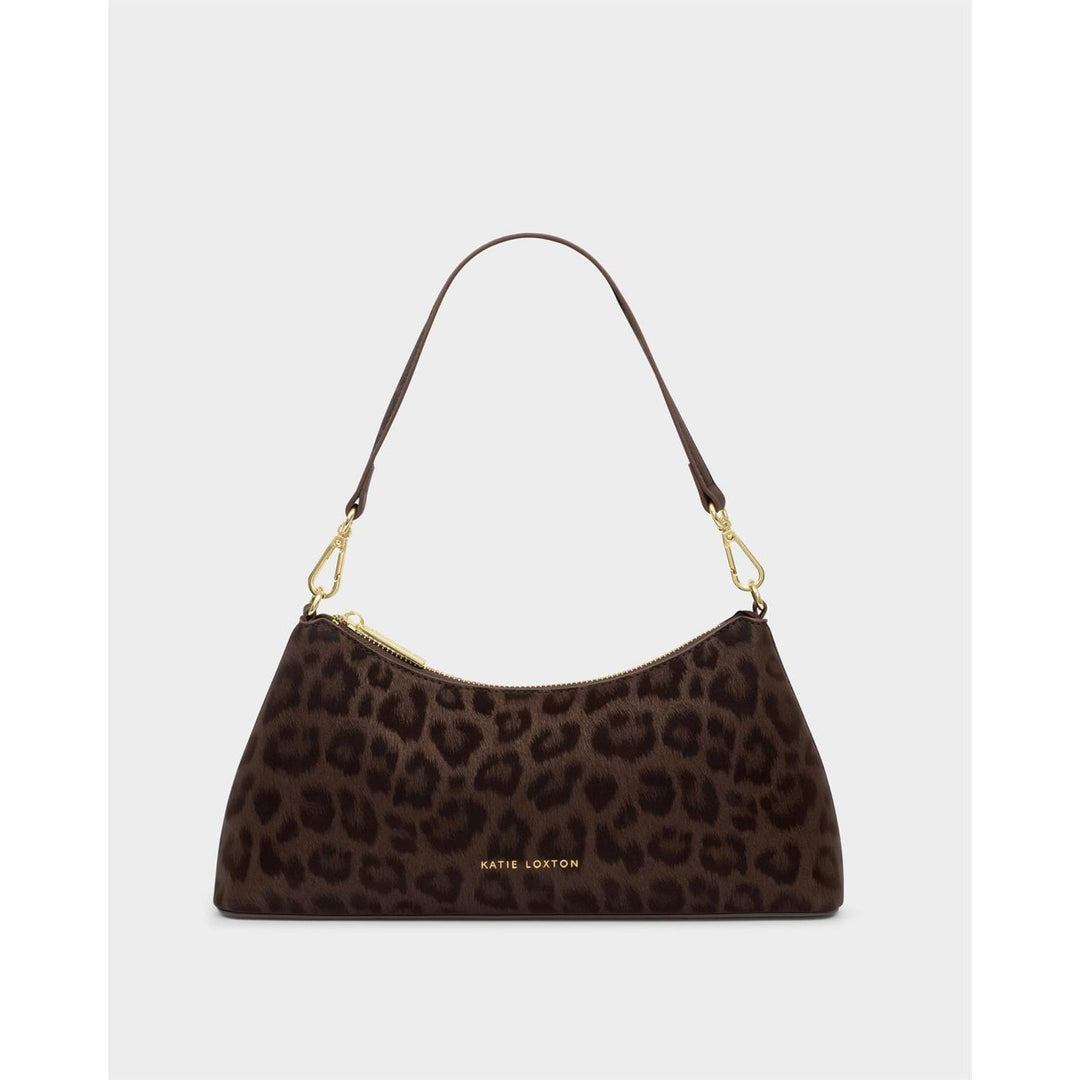 MILEY SMALL SHOULDER BAG | Chocolate Leopard | 5 3/4" x 12" x 1 15/16"