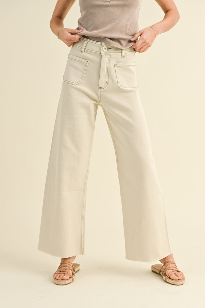 Straight Wide Leg Pants with Front Pocket