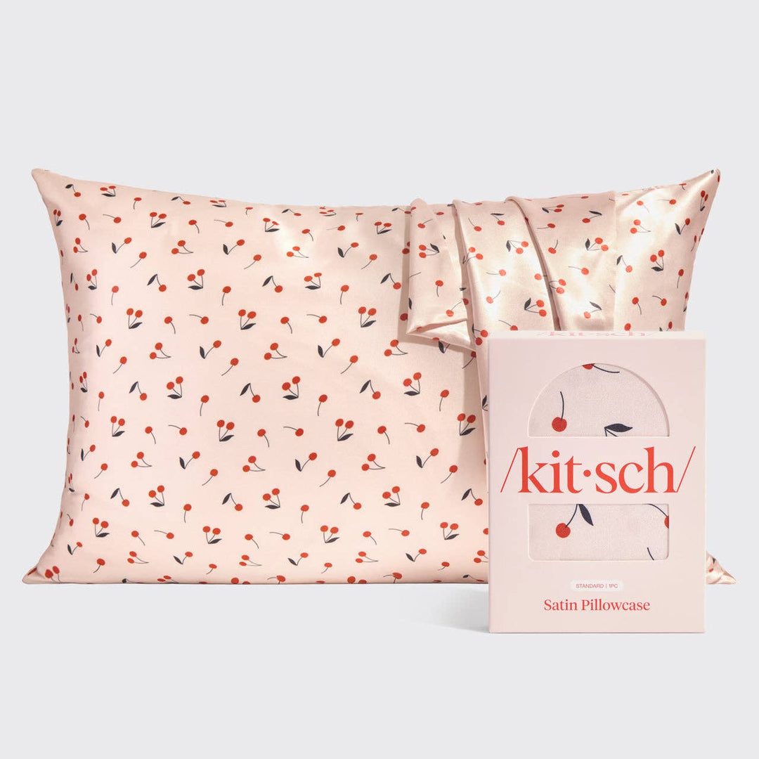 KITSCH Satin Pillowcase Standard - Cherry Print