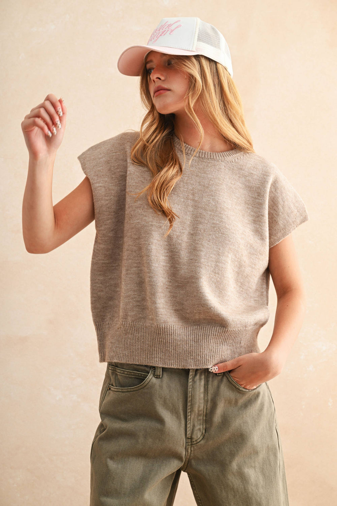 Loose Fit Short Sleeve Sweater Top