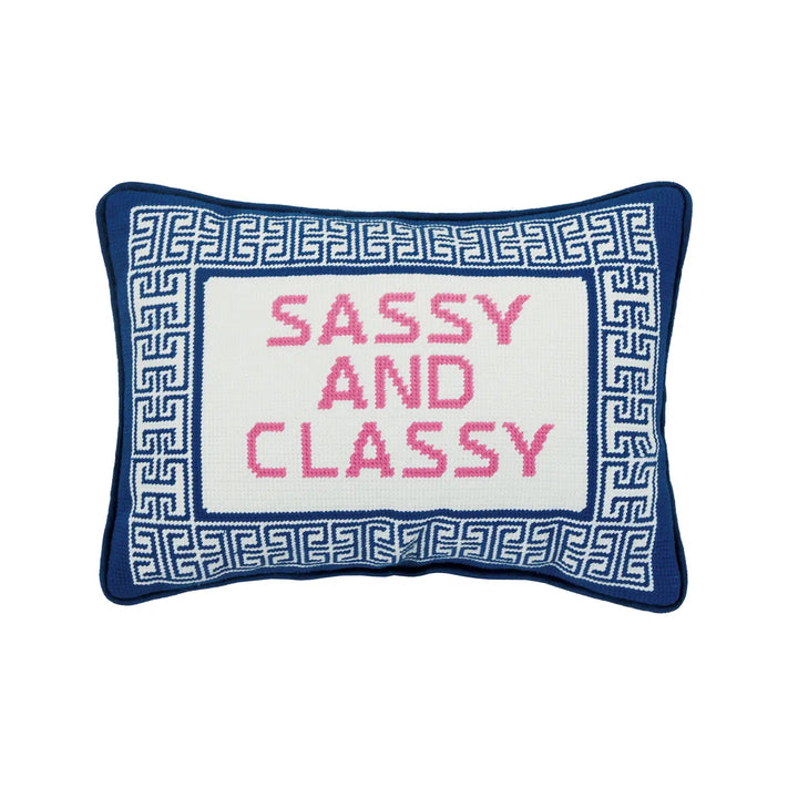 Sassy and Classy Embroidered Needlepoint Pillow