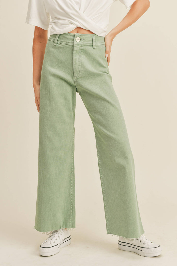 Straight Wide Leg Denim Pants