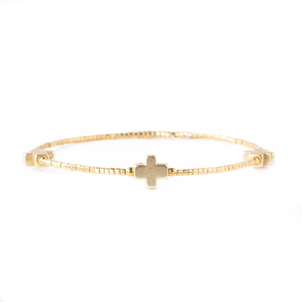 Lenny & Eva - Faithful Cross Bangle-Gold