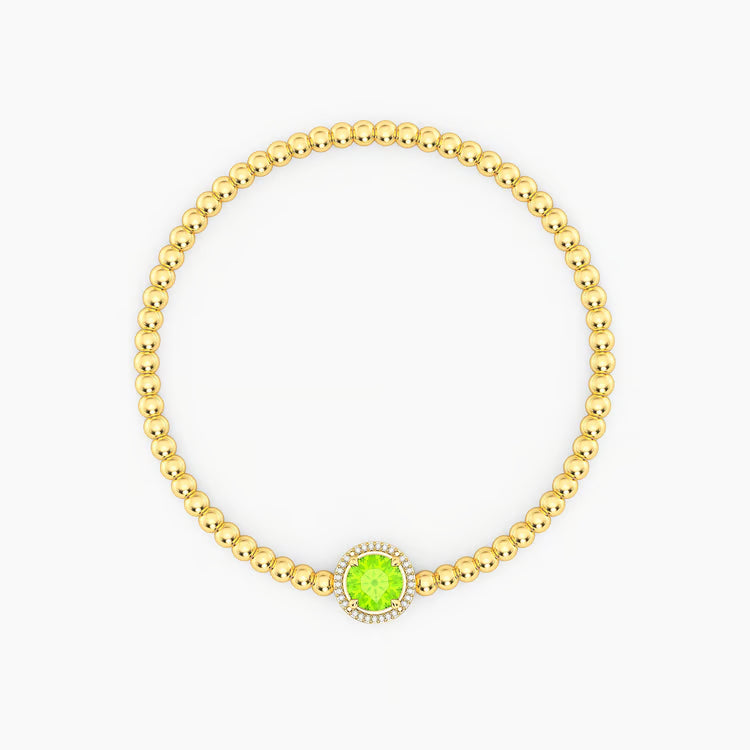 Gold Peridot Birthstone Beaded Bracelet