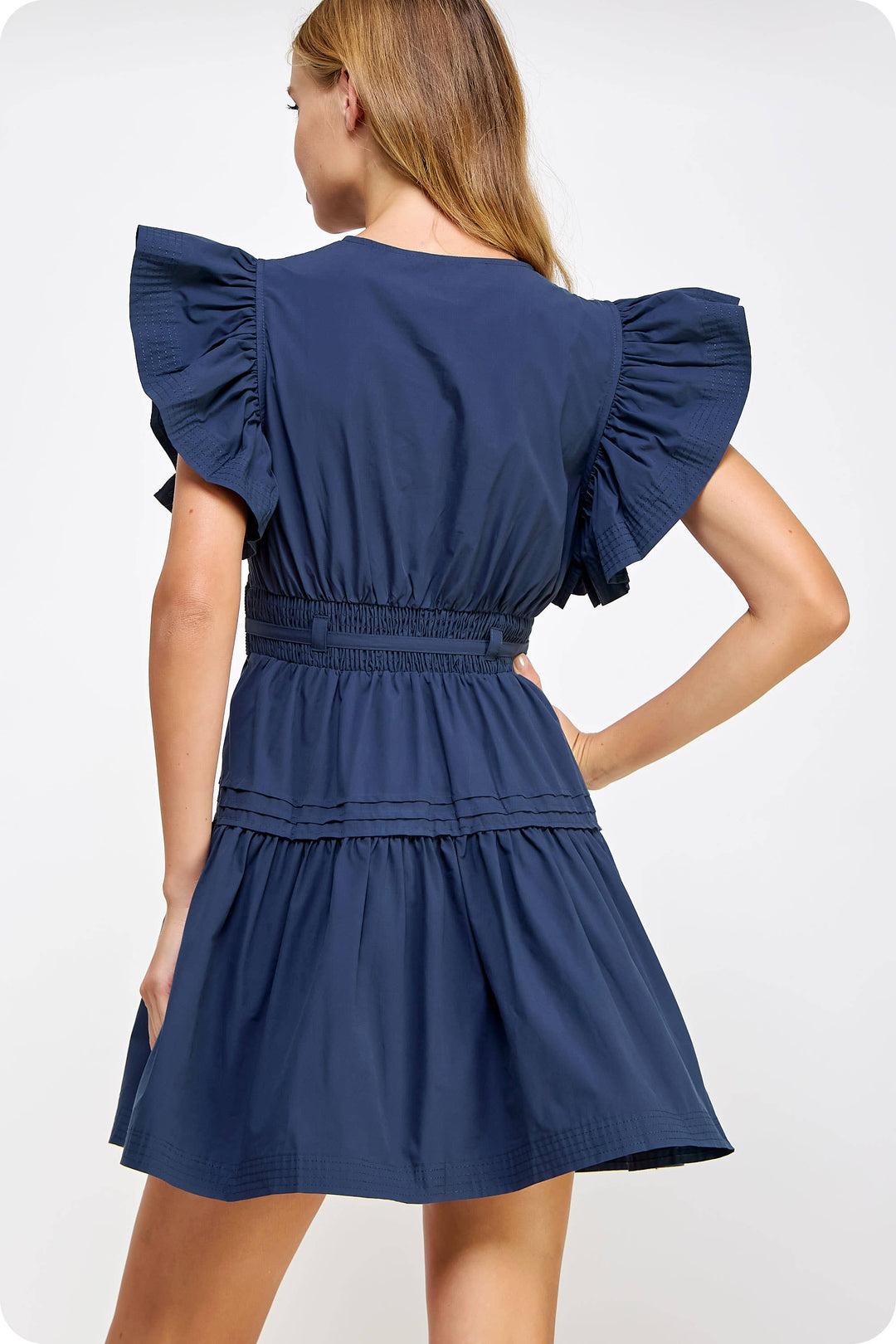 Flutter Sleeve Poplin Mini Dress