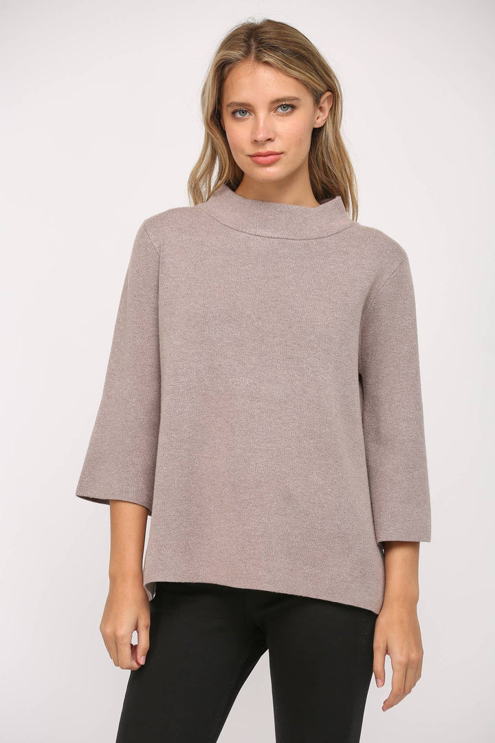 Mock Neck Pull Over Sweater/Bell Sleeve