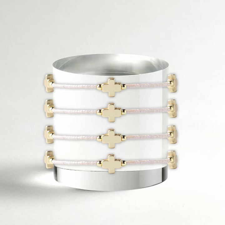 Lenny & Eva - Faithful Cross Bangle-Champagne