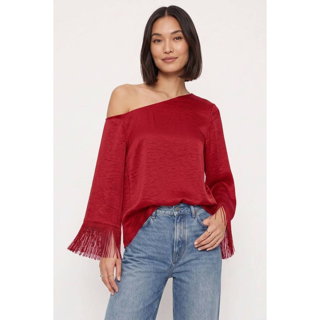 Fringe Sleeve Off Shoulder Fall Blouse