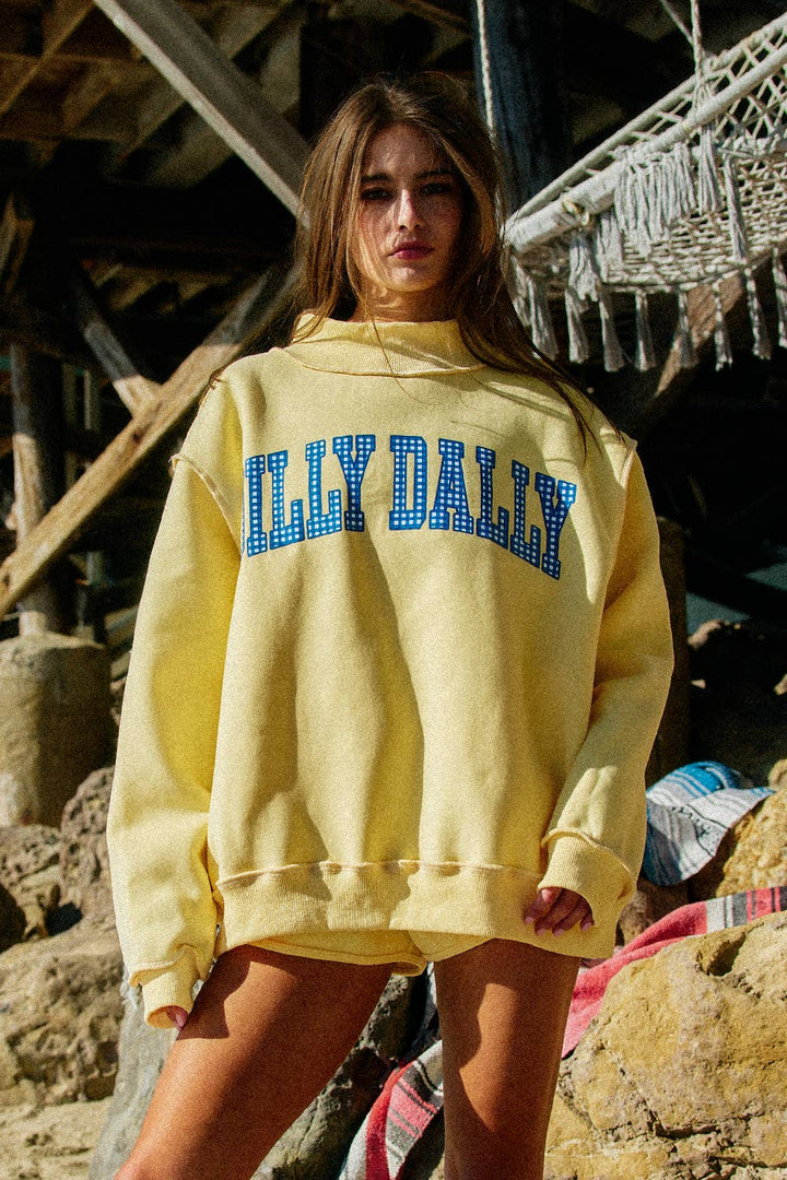 DILLY DALLY Reversible Mockneck Sweatshirt