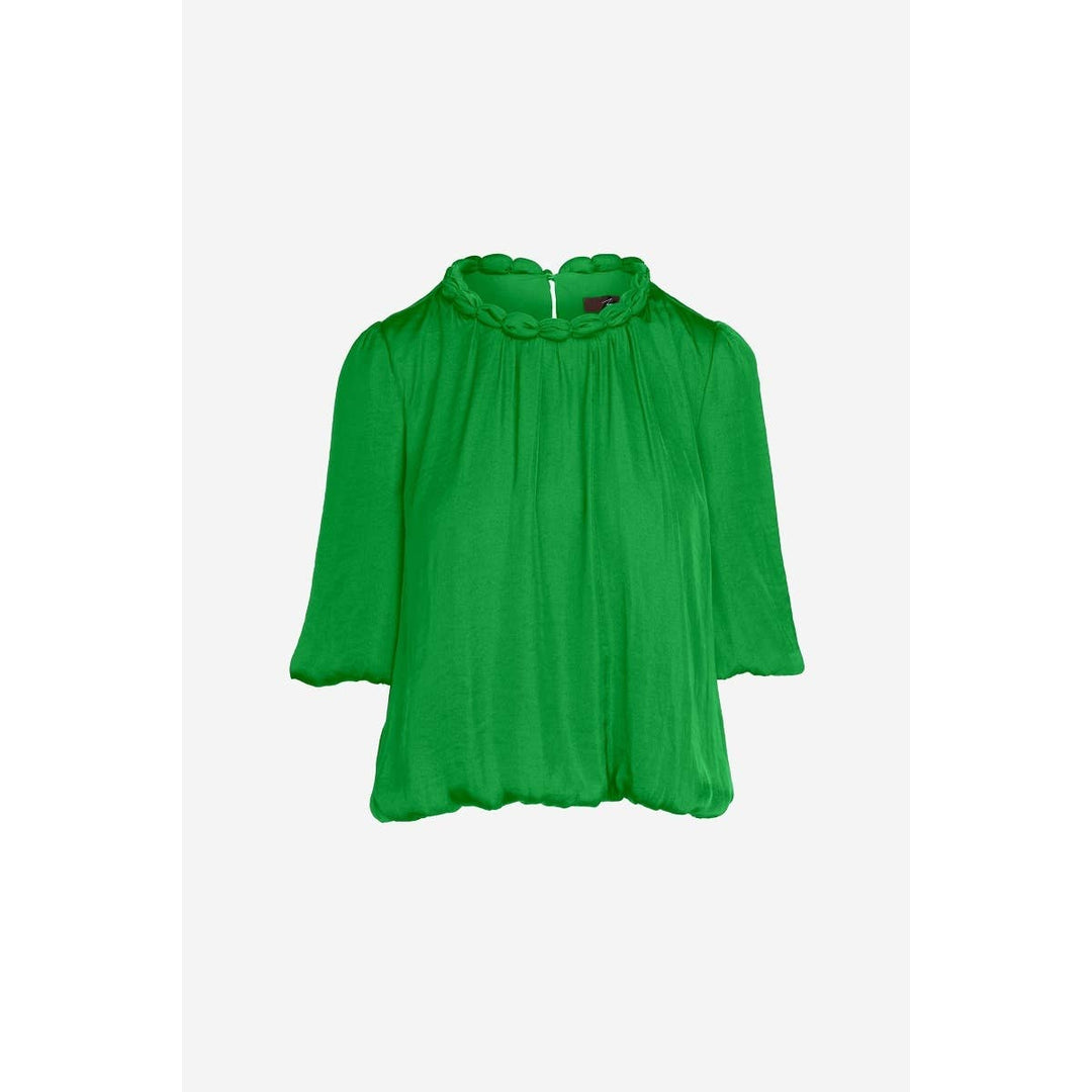 Round Neckline Accent Billowy Blouse