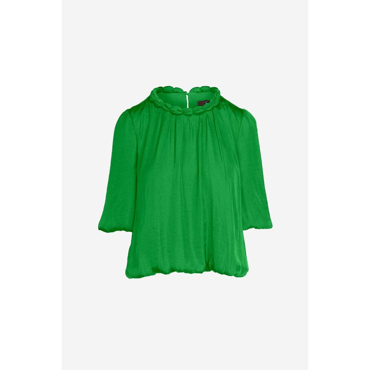 Round Neckline Accent Billowy Blouse