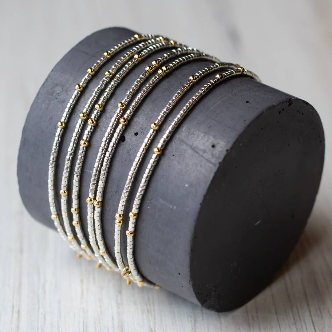 Lenny & Eva - Confetti Beaded Bangle-Silver