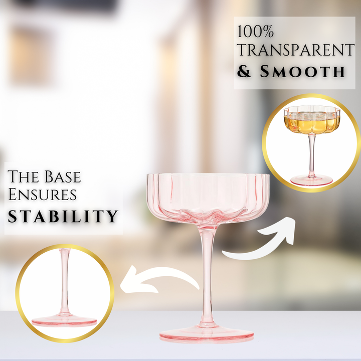 The Wine Savant Flower Vintage Wavy Petals Wave Glass Coupes