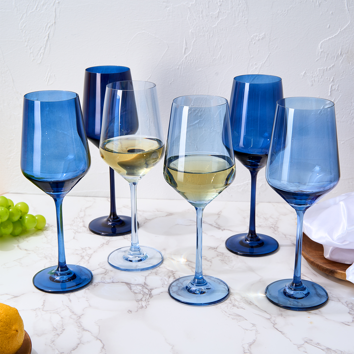 Blue Winter Christmas Wine Glasses | Set of 6
