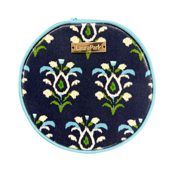Laura Park Designs  Rosemary Indigo Round Jewelry Case