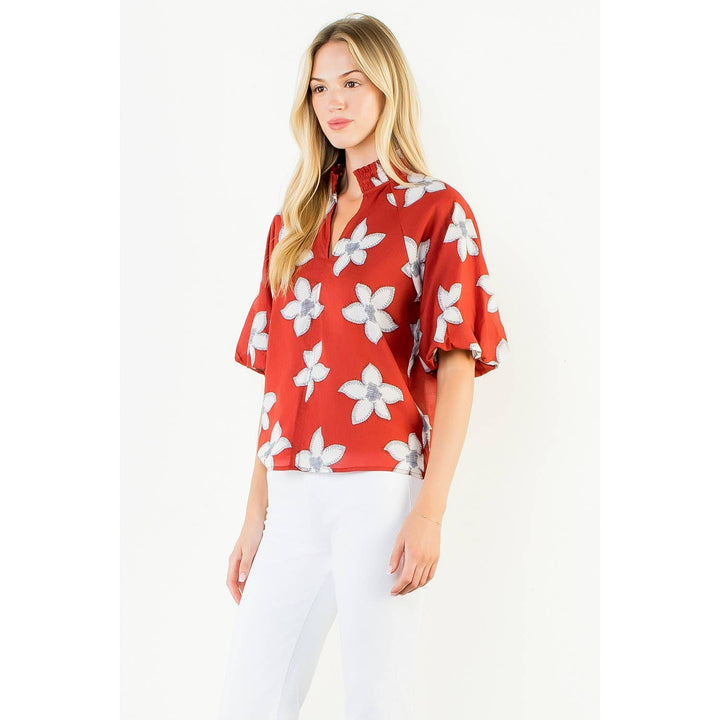 Flower Puff Sleeve Top