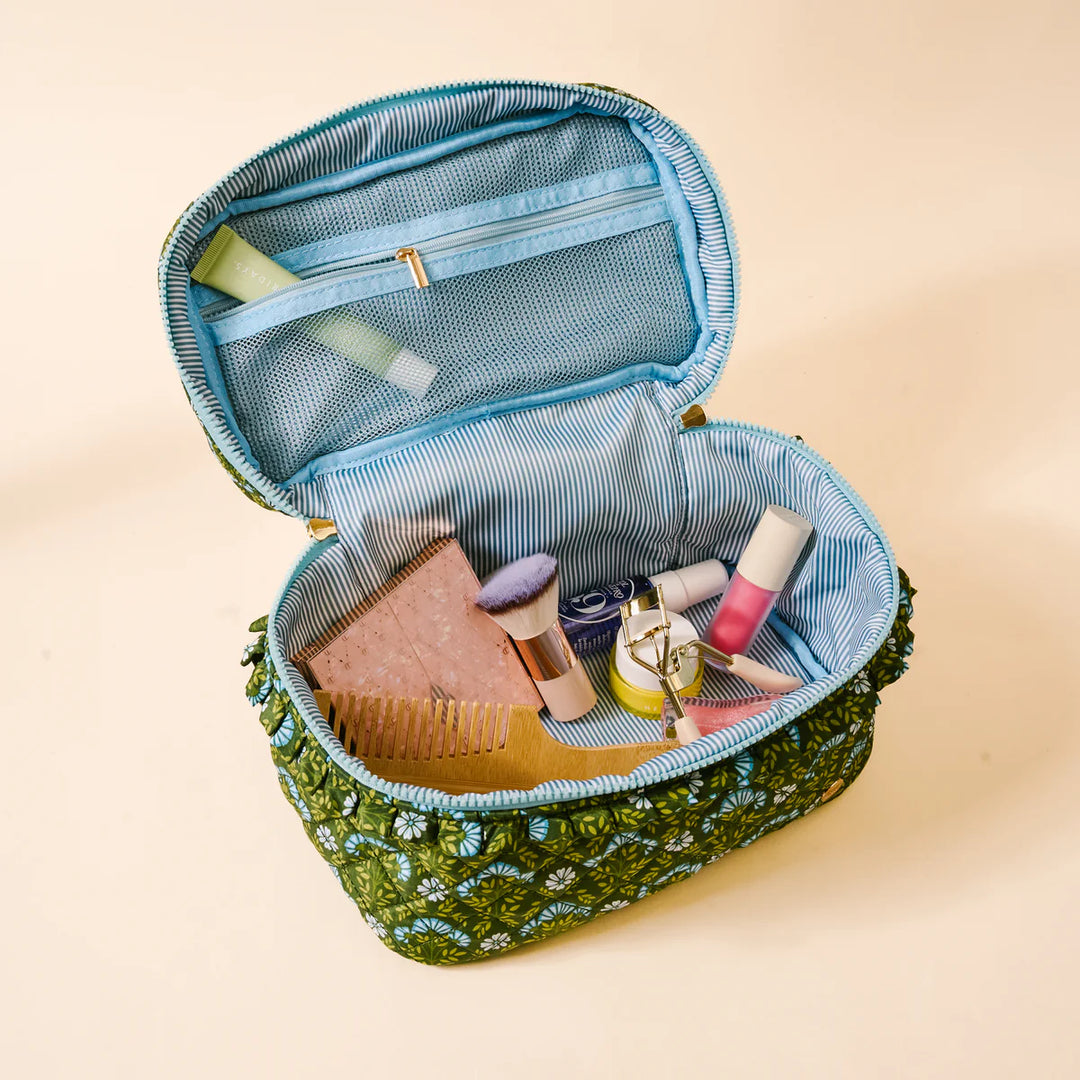 Glam & Go Quilted Cosmetic Bag-Everbloom Forest Green