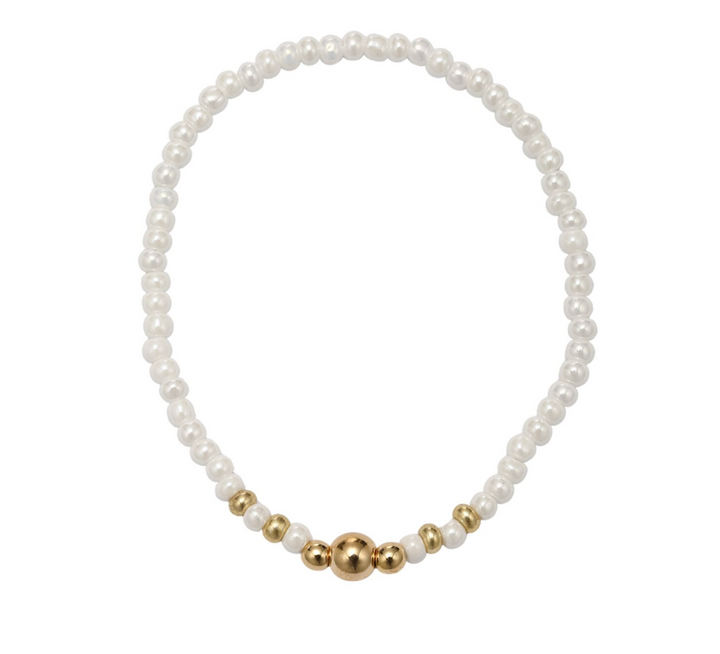 Kids Seed Beaded Bracelet with Gold Beads